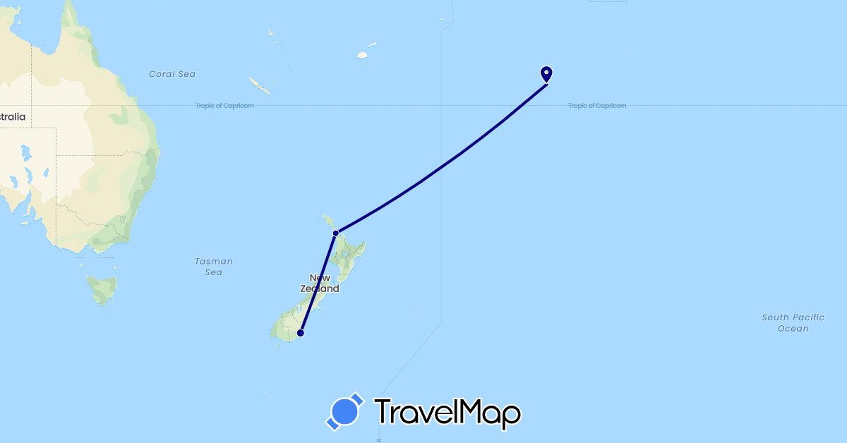 TravelMap itinerary: driving in Cook Islands, New Zealand (Oceania)
